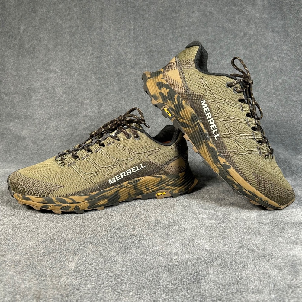 Merrell Moab Flight Mens 8 Trail Running Shoes Olive Camo J067441 Vibram Outsole - Picture 7 of 12